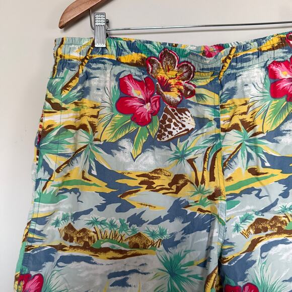Vintage Tommy Hilfiger Mens Swim Trunks Large Pockets Tropical Floral Hawaiian - Picture 3 of 6
